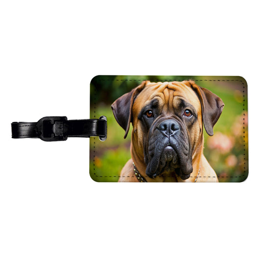 Bullmastiff Dog Photo Travel Faux Leather Luggage Tag