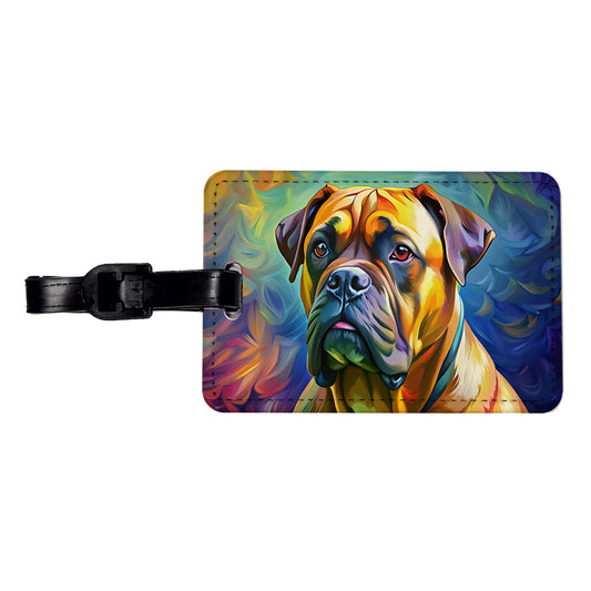 Bullmastiff Dog Pop Art Travel Faux Leather Luggage Tag