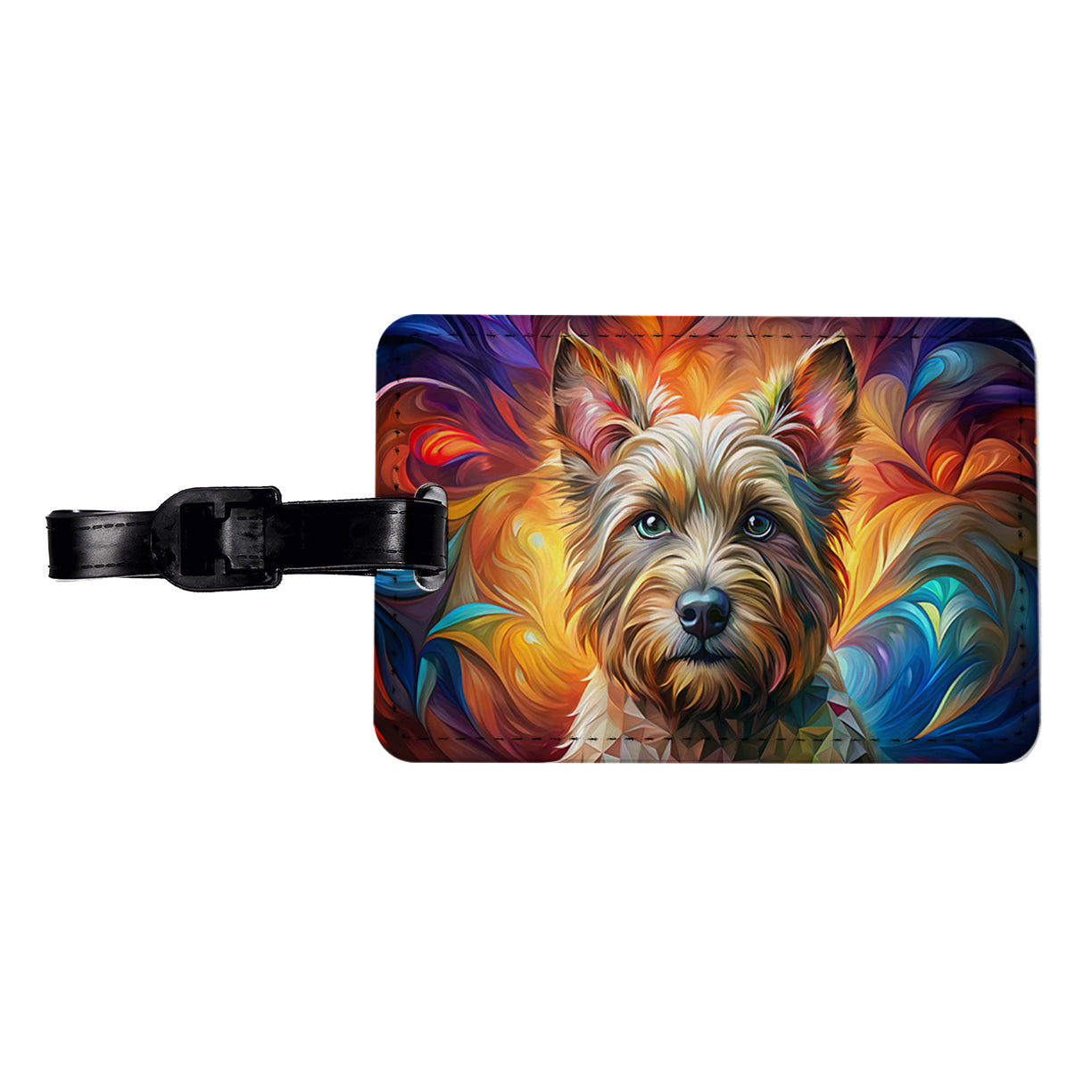 Cairn Terrier Dog Abstract Art Travel Faux Leather Luggage Tag