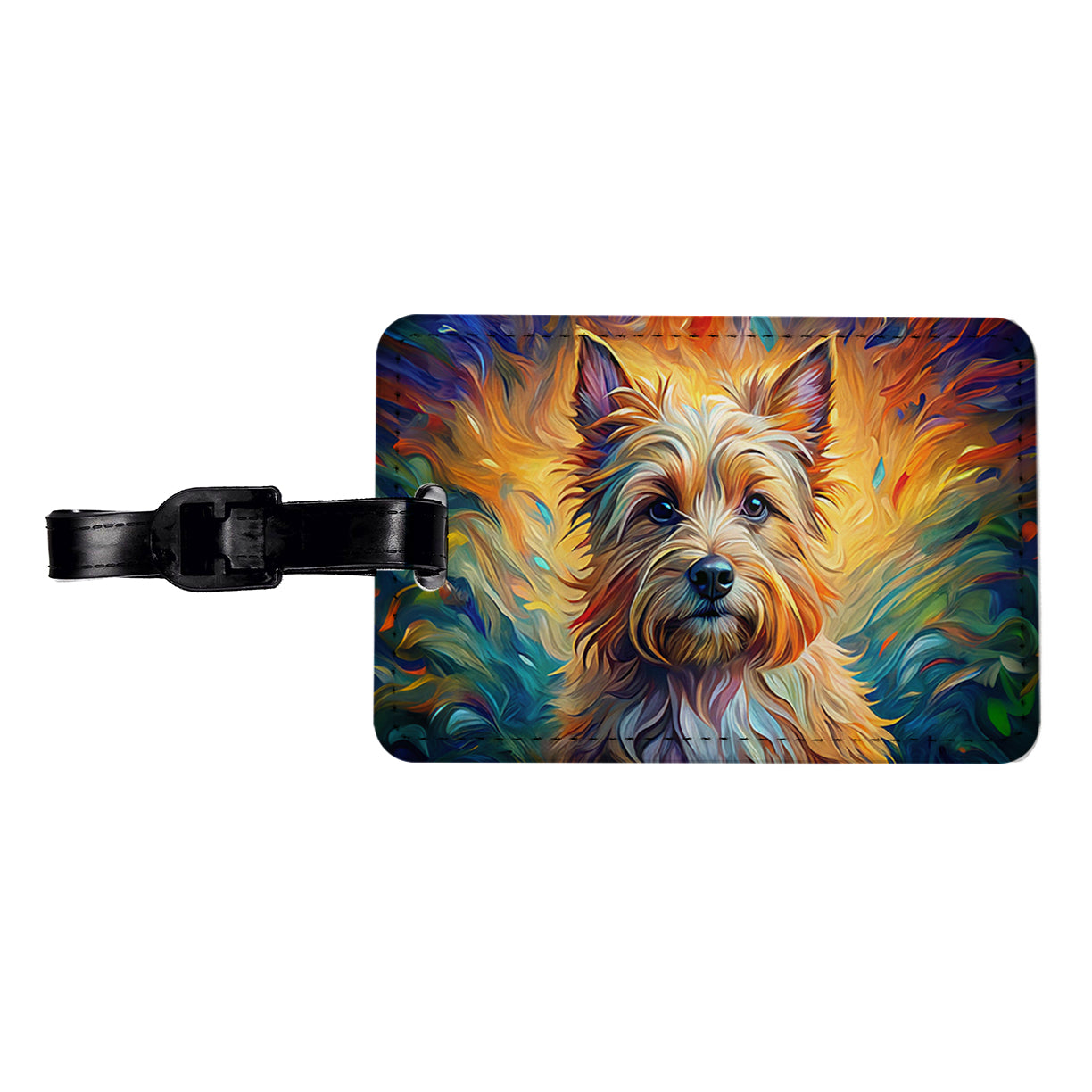 Cairn Terrier Dog Expressionism Art Travel Faux Leather Luggage Tag