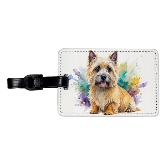 Cairn Terrier Dog Watercolor Style Travel Faux Leather Luggage Tag