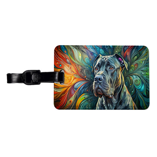 Cane Corso Dog Abstract Art Travel Faux Leather Luggage Tag