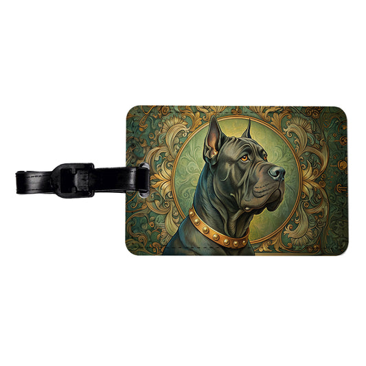 Cane Corso Dog Art Nouveau Travel Faux Leather Luggage Tag