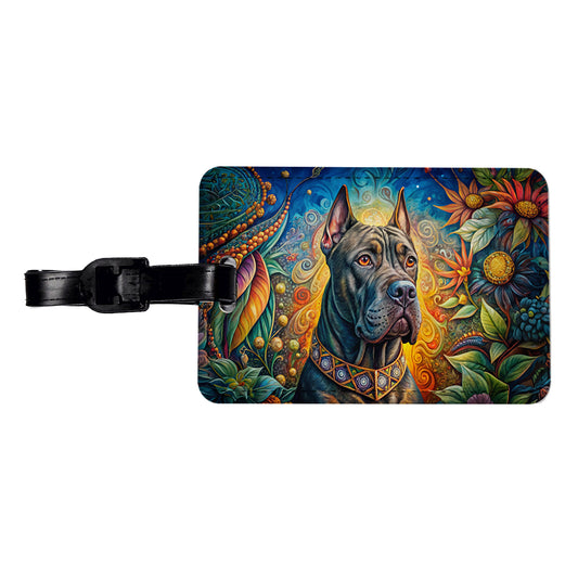 Cane Corso Dog Bohemian Art Travel Faux Leather Luggage Tag