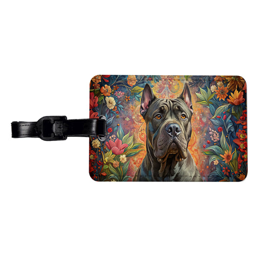Cane Corso Dog French Bohemian Art Travel Faux Leather Luggage Tag