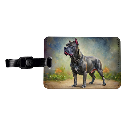 Cane Corso Dog Illustration Travel Faux Leather Luggage Tag