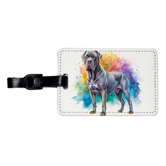 Cane Corso Dog Watercolor Style Travel Faux Leather Luggage Tag