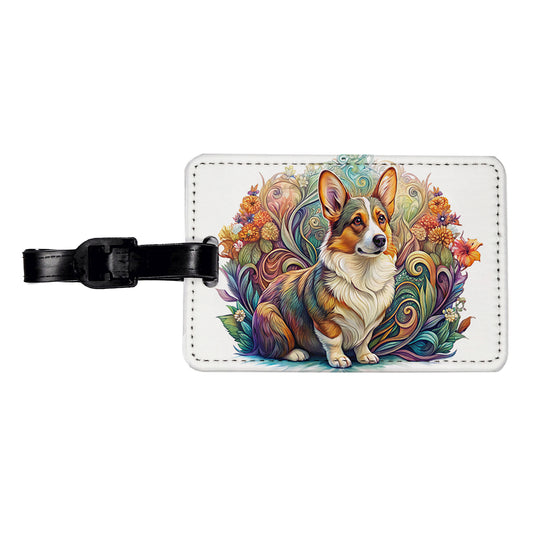 Cardigan Welsh Corgi Dog Art Nouveau Travel Faux Leather Luggage Tag