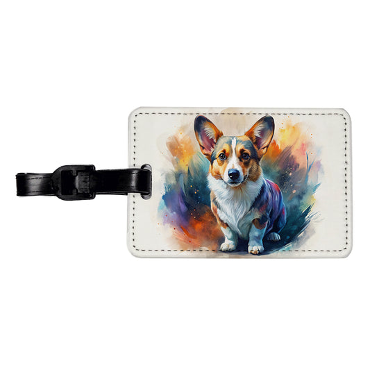 Cardigan Welsh Corgi Dog Contemporary Art Travel Faux Leather Luggage Tag