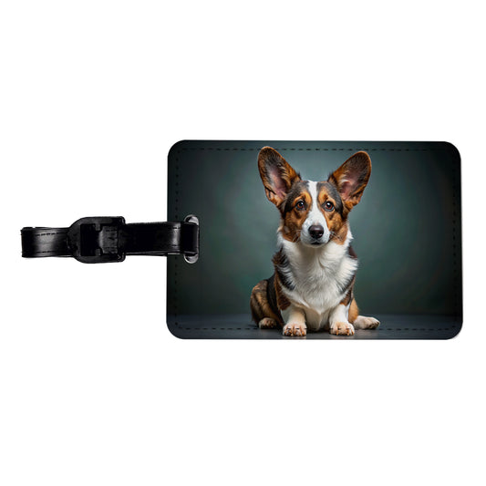 Cardigan Welsh Corgi Dog Photo Travel Faux Leather Luggage Tag