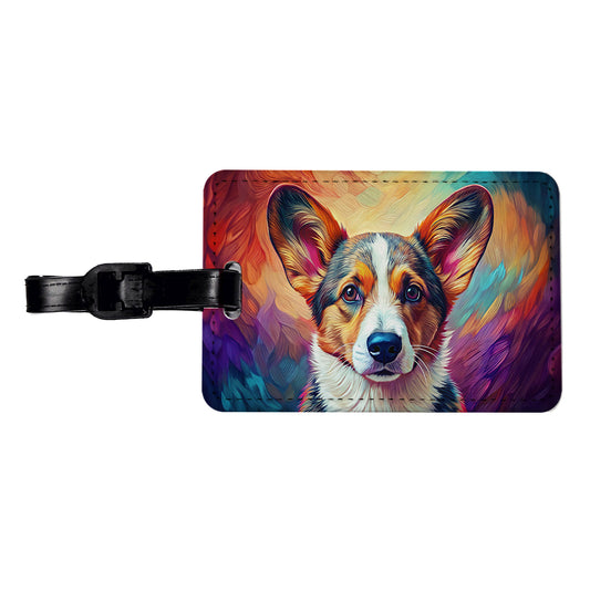 Cardigan Welsh Corgi Dog Pop Art Travel Faux Leather Luggage Tag