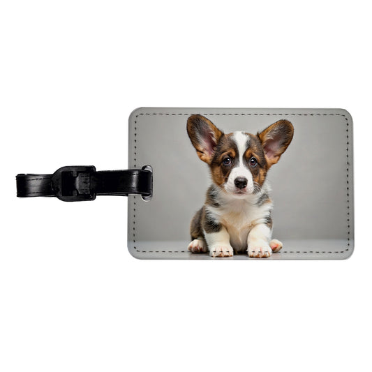 Cardigan Welsh Corgi Dog Puppy Photo Travel Faux Leather Luggage Tag