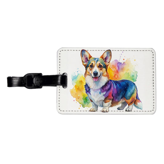 Cardigan Welsh Corgi Dog Watercolor Style Travel Faux Leather Luggage Tag