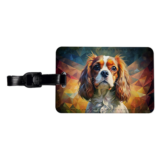 Cavalier King Charles Spaniel Dog Abstract Art Travel Faux Leather Luggage Tag