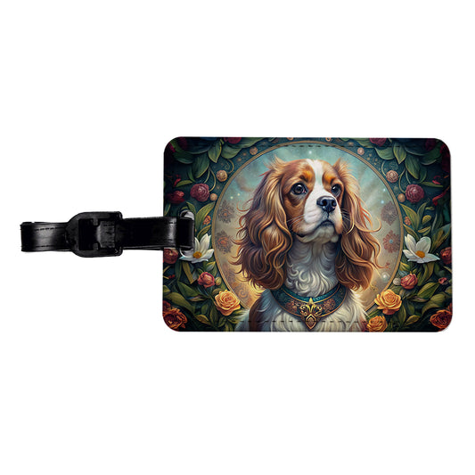 Cavalier King Charles Spaniel Dog Art Nouveau Travel Faux Leather Luggage Tag
