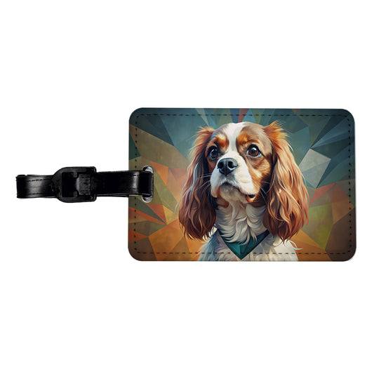 Cavalier King Charles Spaniel Dog Contemporary Art Travel Faux Leather Luggage Tag