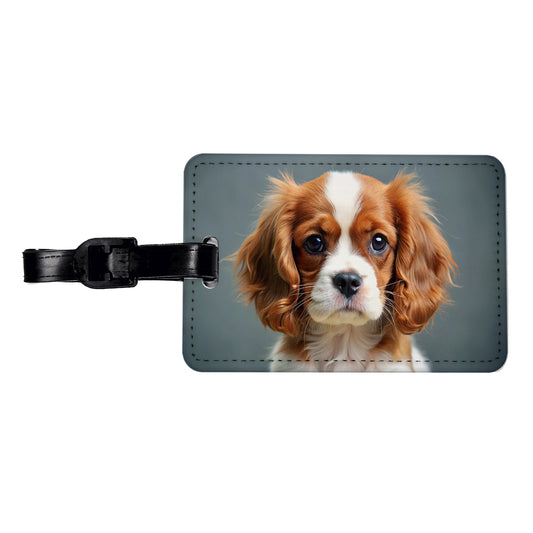 Cavalier King Charles Spaniel Dog Puppy Photo Travel Faux Leather Luggage Tag