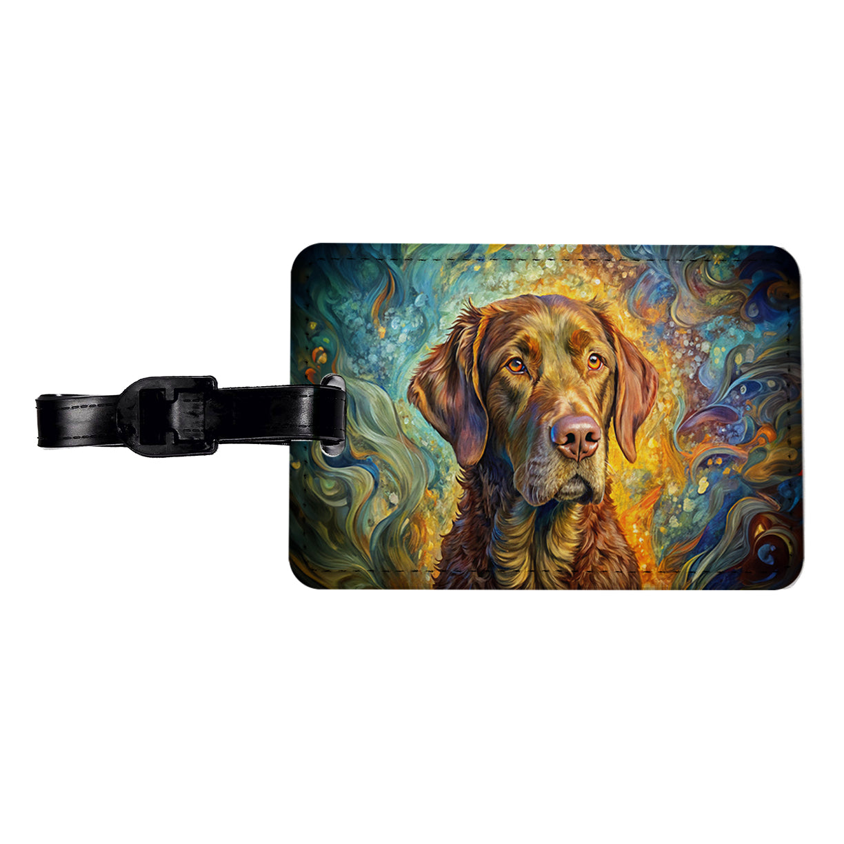 Chesapeake Bay Retriever Dog Abstract Art Travel Faux Leather Luggage Tag