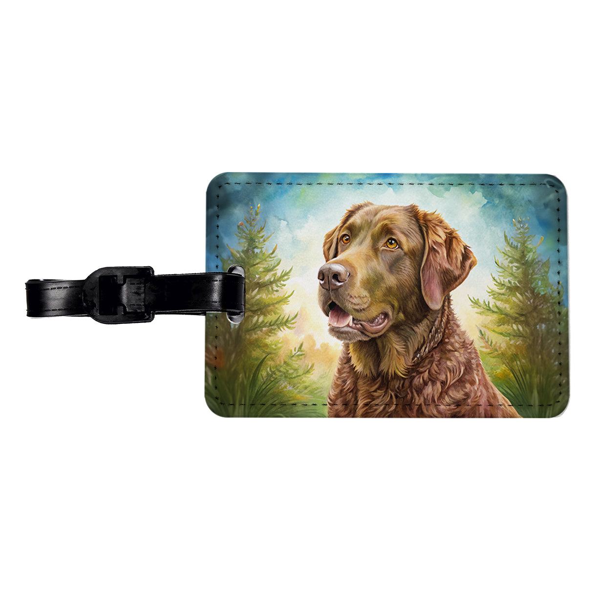 Chesapeake Bay Retriever Dog Illustration Travel Faux Leather Luggage Tag