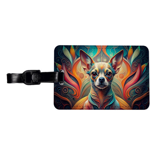 Chihuahua Dog Abstract Stylized Art Travel Faux Leather Luggage Tag