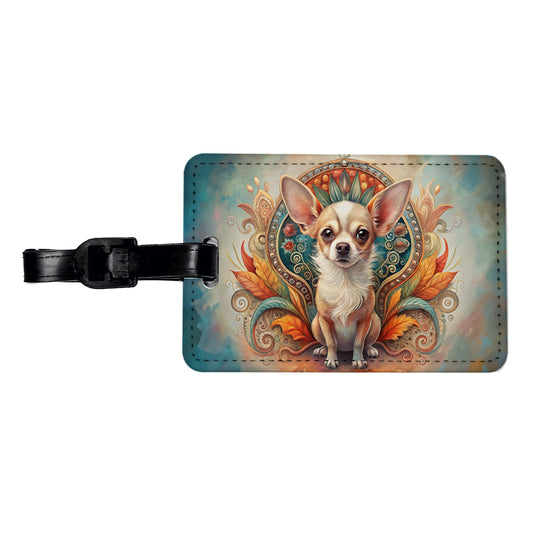 Chihuahua Dog Art Nouveau Travel Faux Leather Luggage Tag
