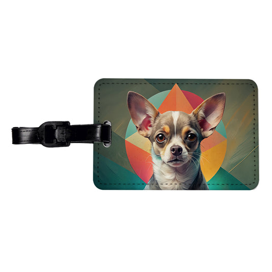 Chihuahua Dog Contemporary Art Travel Faux Leather Luggage Tag