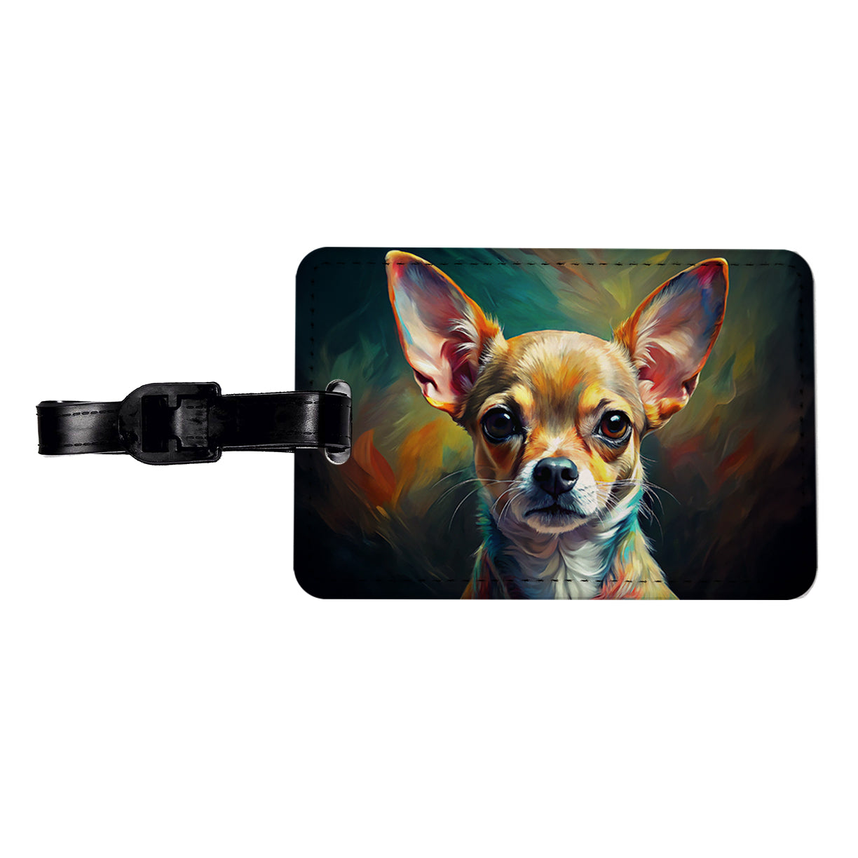 Chihuahua Dog Expressionism Art Travel Faux Leather Luggage Tag
