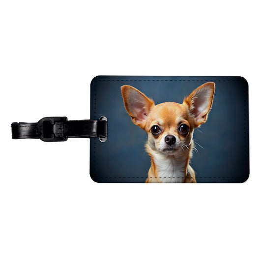 Chihuahua Dog Photo Travel Faux Leather Luggage Tag