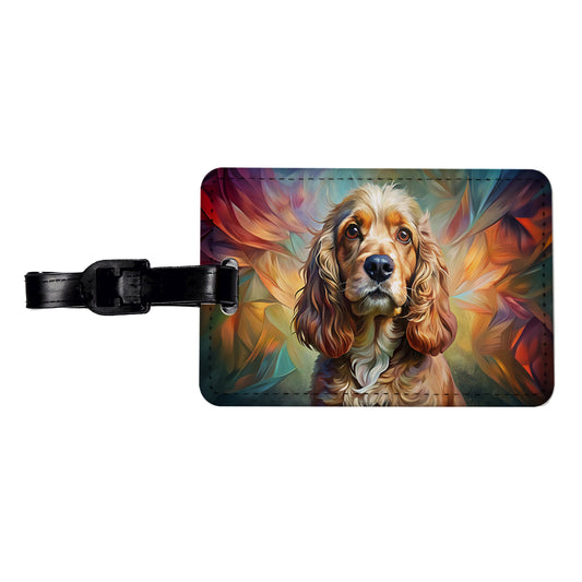 Cocker Spaniel Dog Abstract Art Travel Faux Leather Luggage Tag