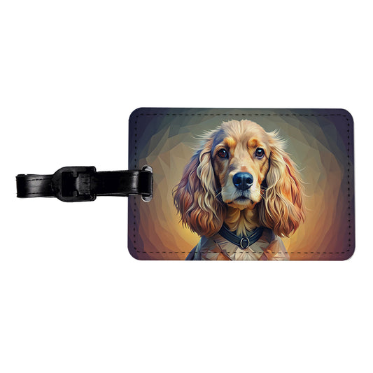 Cocker Spaniel Dog Abstract Stylized Art Travel Faux Leather Luggage Tag