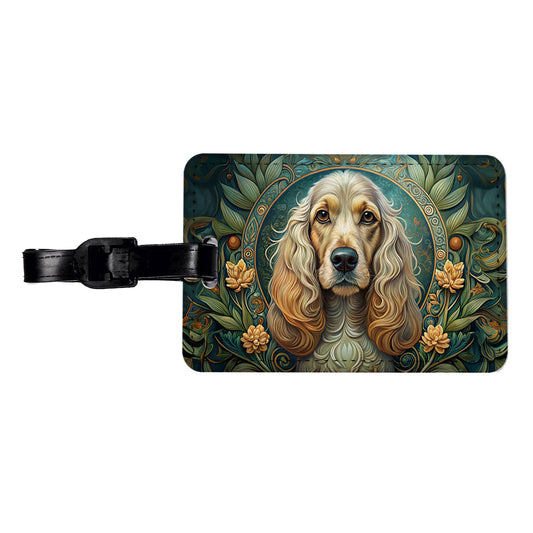 Cocker Spaniel Dog Art Nouveau Travel Faux Leather Luggage Tag