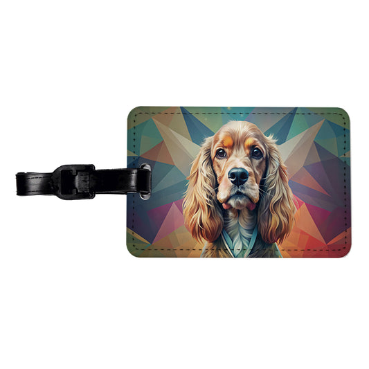 Cocker Spaniel Dog Contemporary Art Travel Faux Leather Luggage Tag