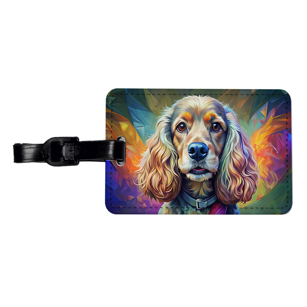 Cocker Spaniel Dog Expressionism Art Travel Faux Leather Luggage Tag