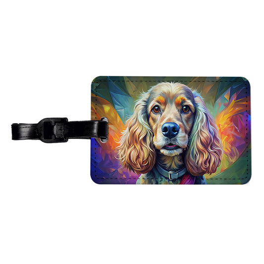 Cocker Spaniel Dog Expressionism Art Travel Faux Leather Luggage Tag