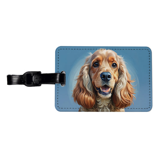 Cocker Spaniel Dog Illustration Travel Faux Leather Luggage Tag