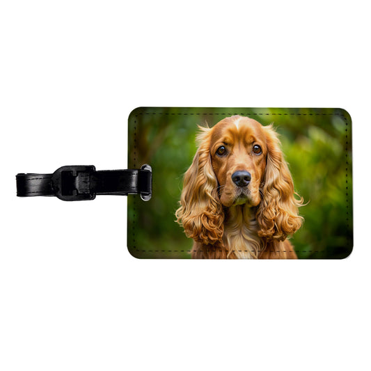 Cocker Spaniel Dog Photo Travel Faux Leather Luggage Tag