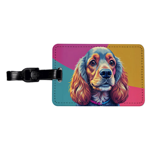 Cocker Spaniel Dog Pop Art Travel Faux Leather Luggage Tag