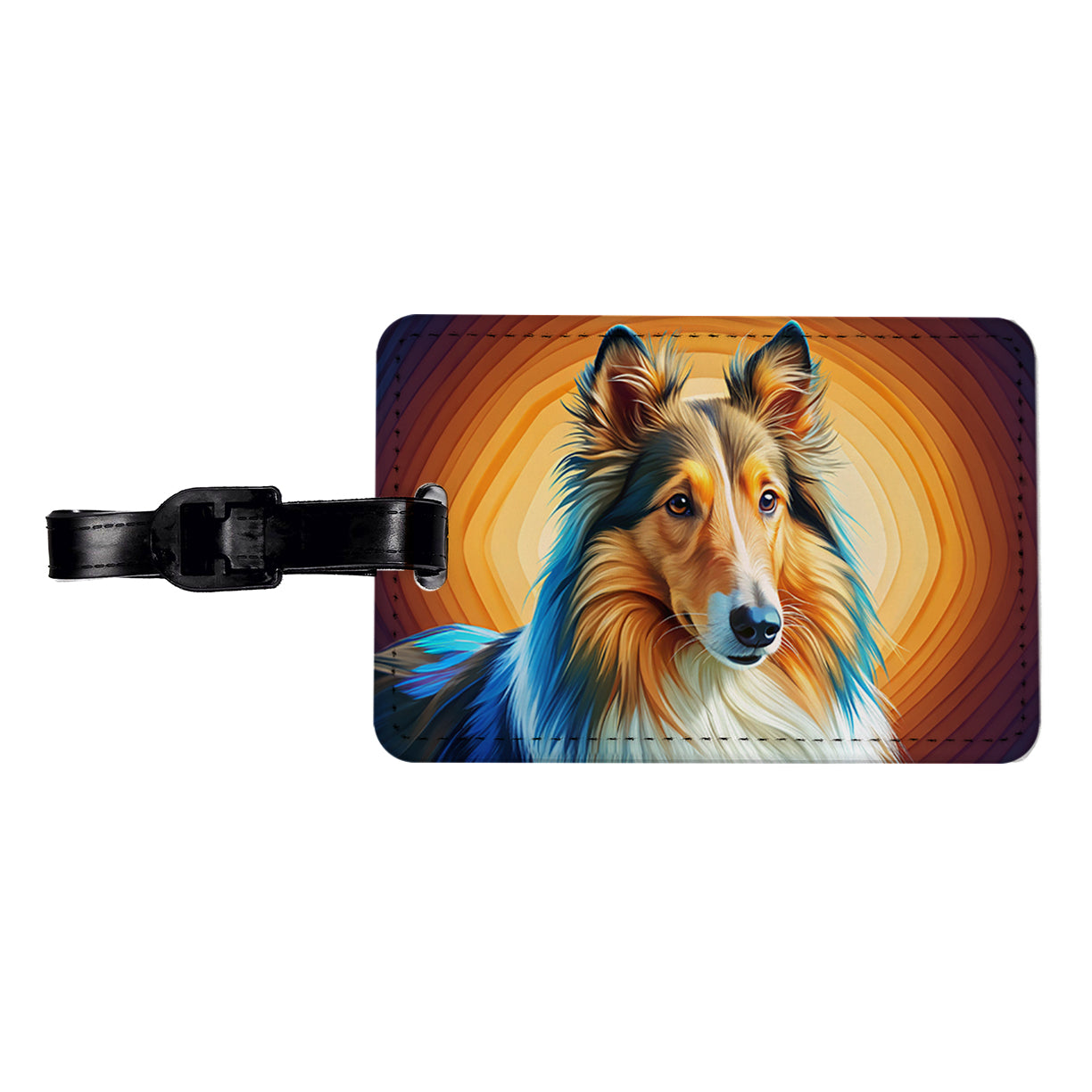 Collie Dog Pop Art Travel Faux Leather Luggage Tag