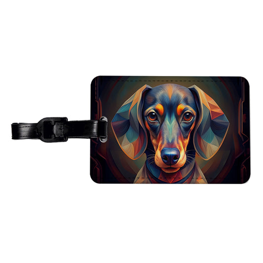 Dachshund Dog Abstract Stylized Art Travel Faux Leather Luggage Tag