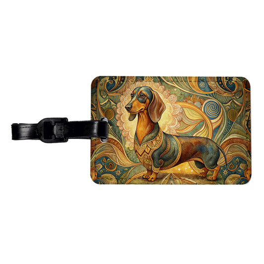 Dachshund Dog Art Nouveau Travel Faux Leather Luggage Tag