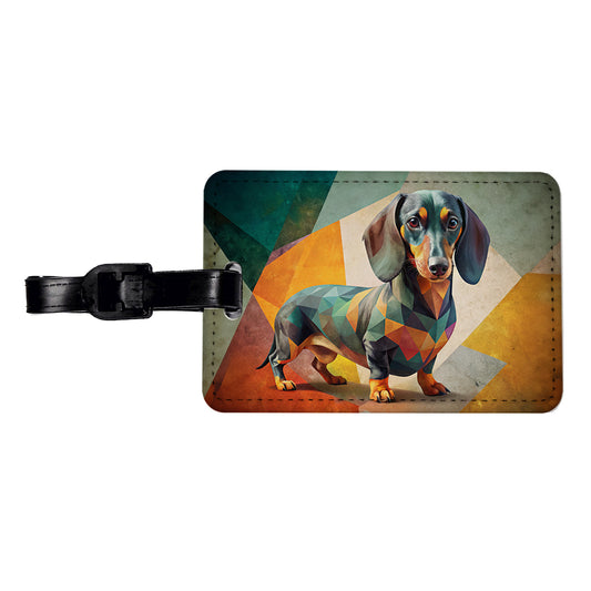 Dachshund Dog Contemporary Art Travel Faux Leather Luggage Tag