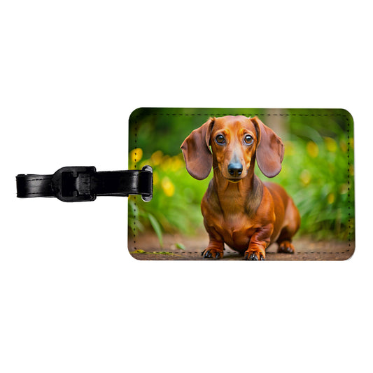 Dachshund Dog Photo Travel Faux Leather Luggage Tag