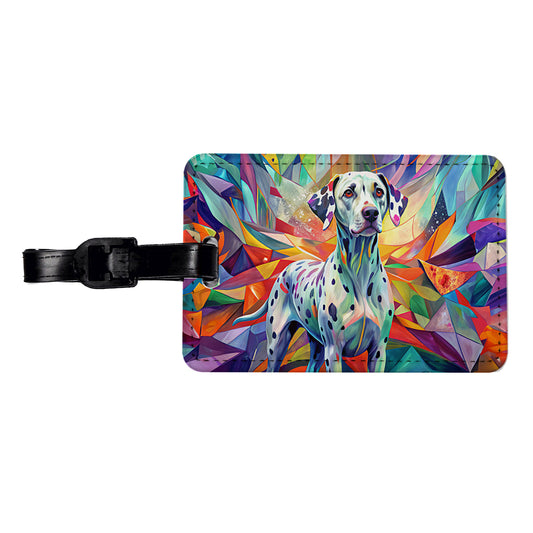 Dalmatian Dog Abstract Art Travel Faux Leather Luggage Tag