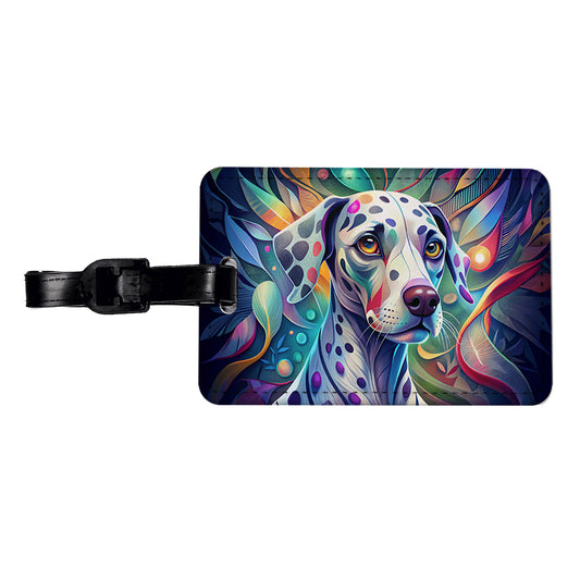 Dalmatian Dog Abstract Stylized Art Travel Faux Leather Luggage Tag