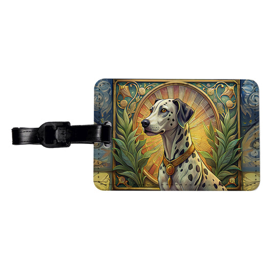 Dalmatian Dog Art Nouveau Travel Faux Leather Luggage Tag