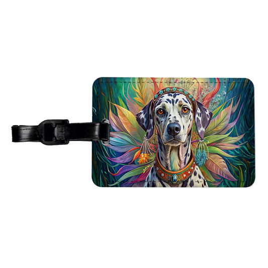 Dalmatian Dog Bohemian Art Travel Faux Leather Luggage Tag