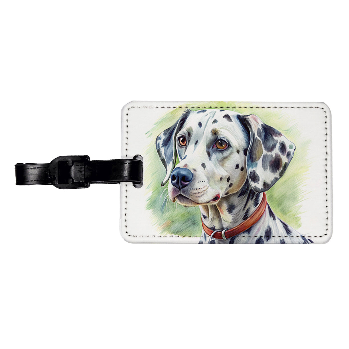 Dalmatian Dog Illustration Travel Faux Leather Luggage Tag