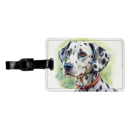 Dalmatian Dog Illustration Travel Faux Leather Luggage Tag