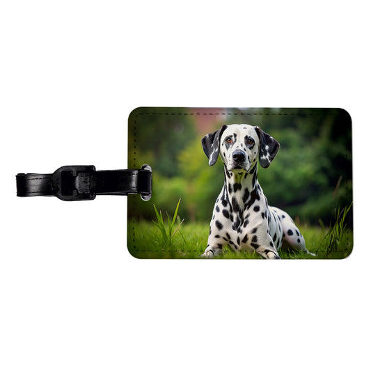 Dalmatian Dog Photo Travel Faux Leather Luggage Tag