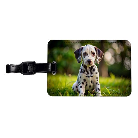 Dalmatian Dog Puppy Photo Travel Faux Leather Luggage Tag